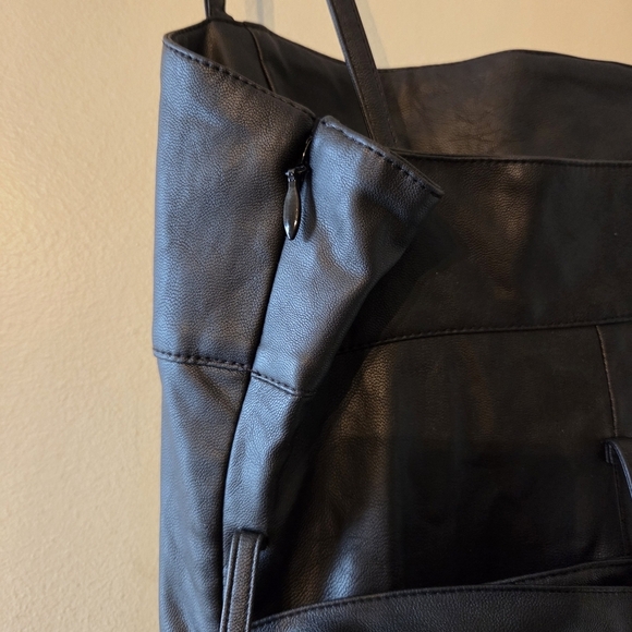 Free People Pleated Vegan Leather Boho Mini Buckle Moto Biker Black Dress Size 0 - Picture 11 of 13